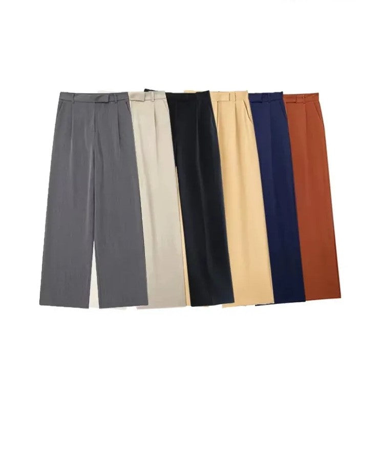 Avant Vintage Luxe Wide-Leg Trousers – Bold Colors, Effortless Style & Flattering Fit!